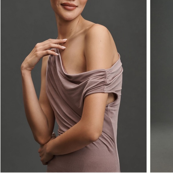 Anthropologie Mauve One-Shoulder Midi Dress - Picture 5 of 5